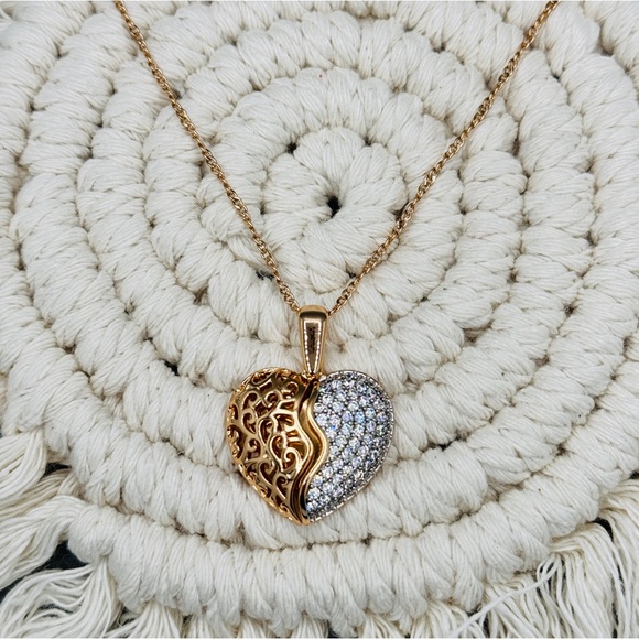 Split Heart Necklace 18K laminated gold - Picture 5 of 8